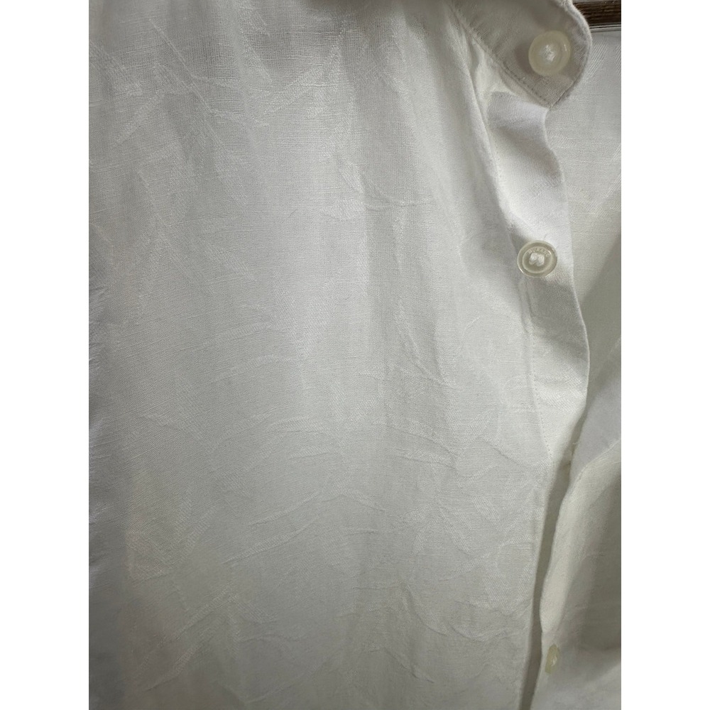 NWT Murano Baird McNutt Linen Blend Shirt White Floral Texture LS Slim Fit Large - Picture 5 of 16